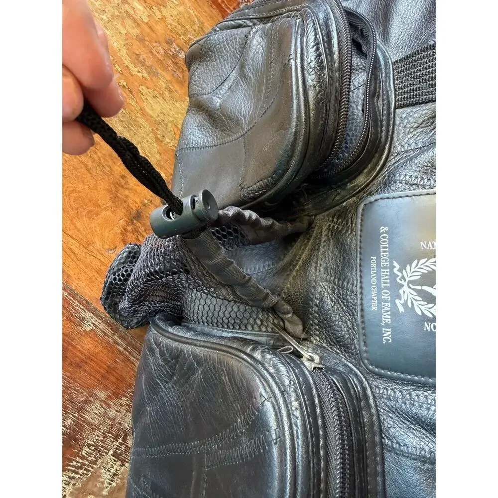 Seville NFF College Football Hall Fame Black Leather Duffel Travel Bag 20 Inch
